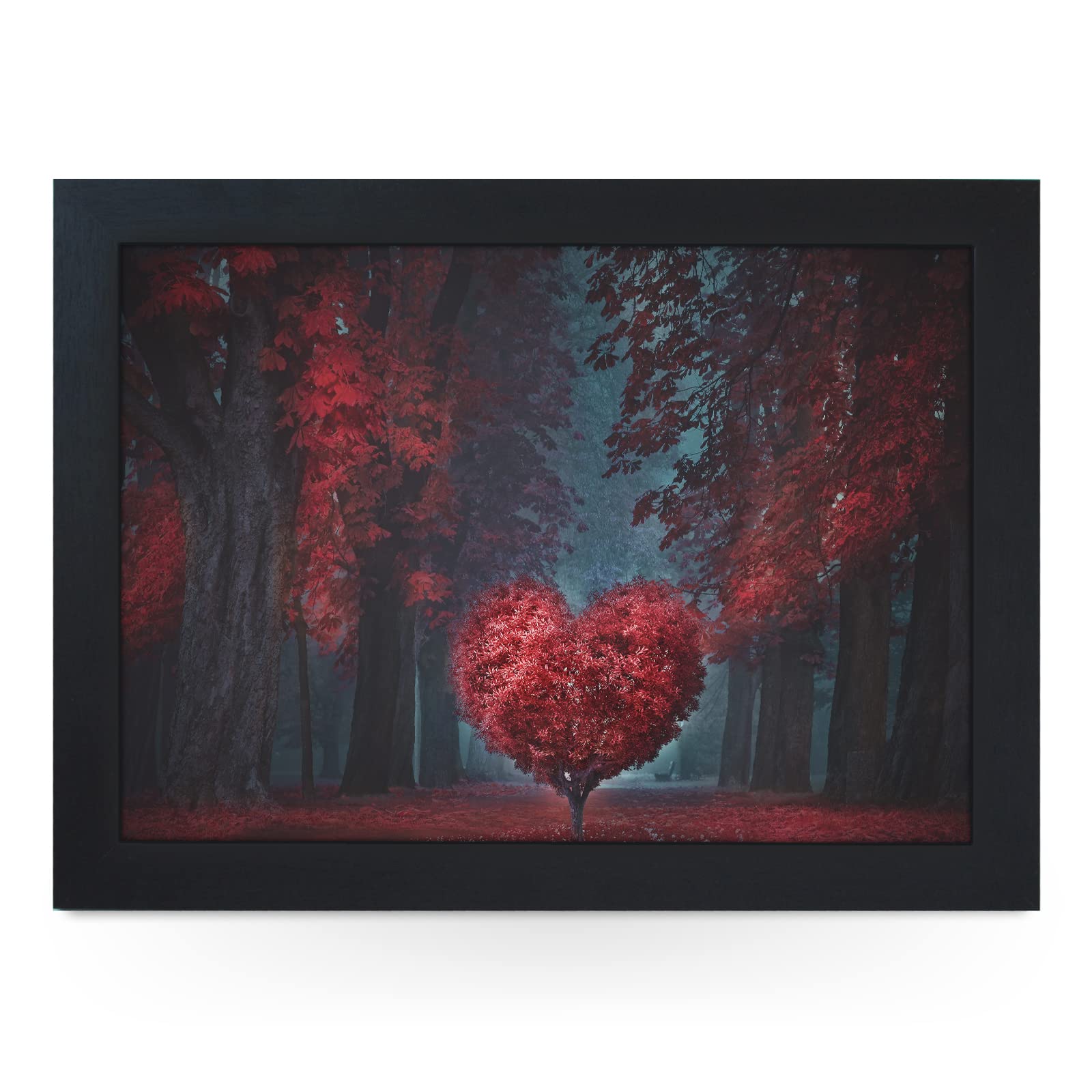 Portable Lap Desk Tray (Heart Of The Forrest) Handmade Wooden Frame, Beanbag Cushioned Bottom | Computers, Laptops, Meals, Food | L956 (Black)