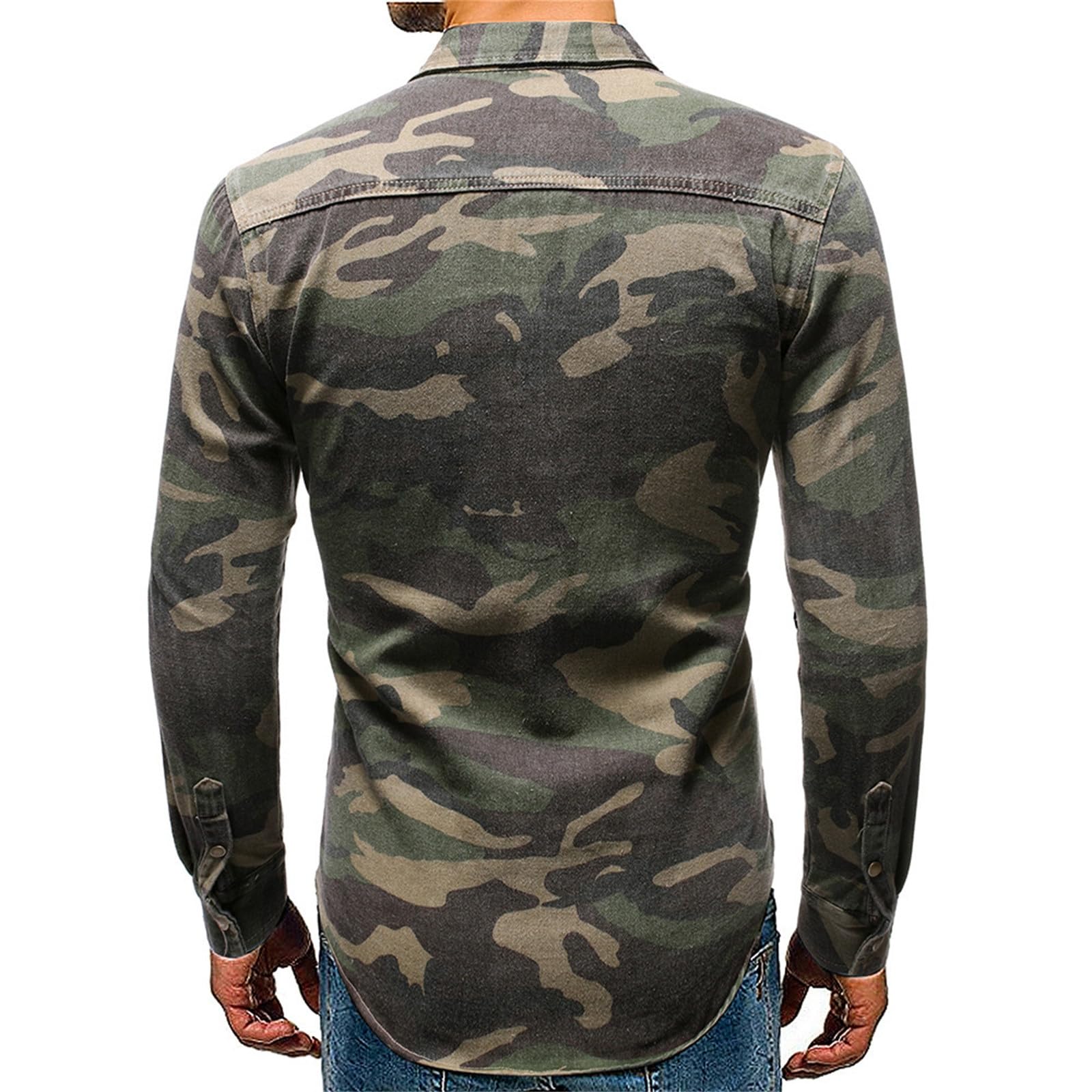 Camicia di Jeans Uomo, Camicia Denim Jeans Uomo, Camicia in Denim Maniche Lunghe Business Casual Shirt in Jeans Uomo Camicie Vintage vestibilità Normale Camicia Uomo Taglie Forti Camicia Uomo Estiva