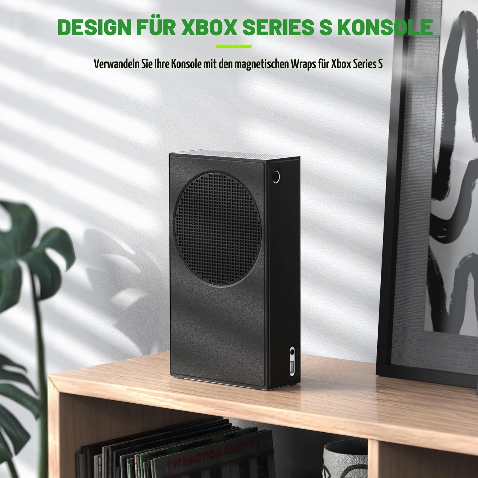 WOLIBEAR Magnetische Smart Wraps für Xbox Series S Konsole, Vollschutz Schutzhülle Case für Xbox Series S Zubehör mit Premium PU Leder und weichem Innenfutter - Schwarz