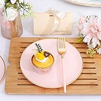 Vista 6 de LIYH 96 piezas de platos desechables de postre y tenedores de oro rosa - Juego de platos de plástico de 19 cm para ensalada, pastel y aperitivos