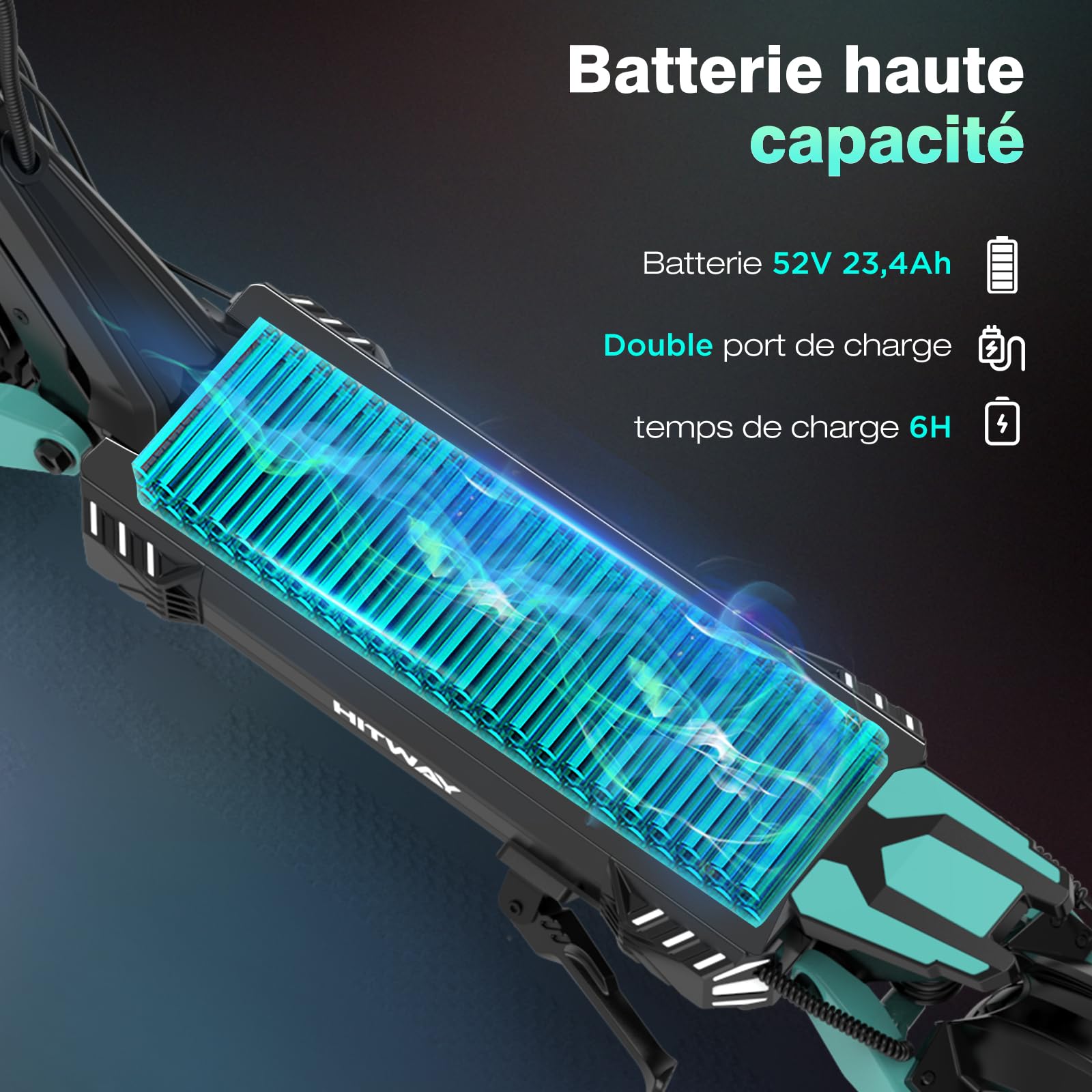 HITWAY H11 Trottinette Électrique Adulte 2 * 1600W - Autonomie 110KM, Batterie 52V 23.4Ah - Scooter Tout-Terrain 10 Pouces Tubeless - Double Suspension, Max 120kg - Pliable - APP et NFC