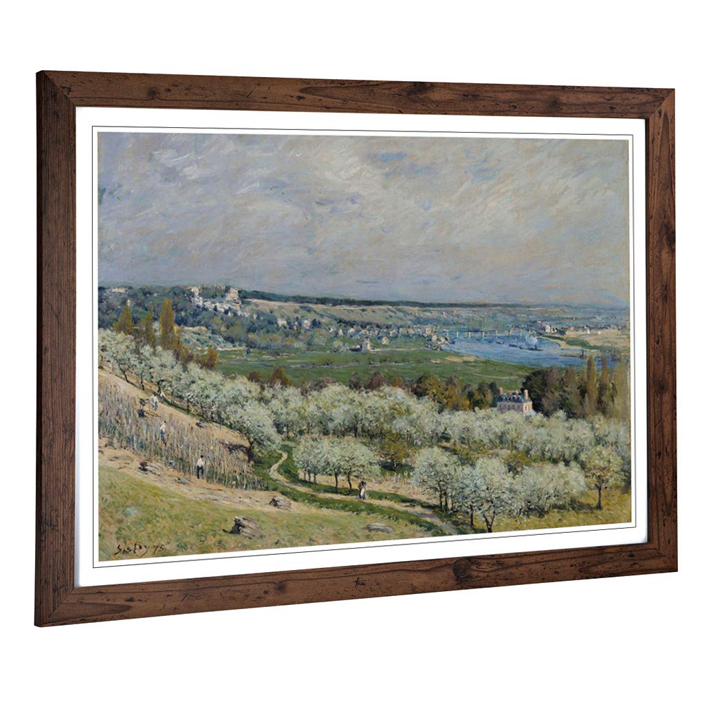 Big Box Art Framed Print of Alfred Sisley Terrace at Saint Germaine Design | Wall Art Picture | Home Decor for Kitchen, Living Room, Bedroom, Hallway, Walnut, A2 / 24.5x18 Inch / 62x45cm