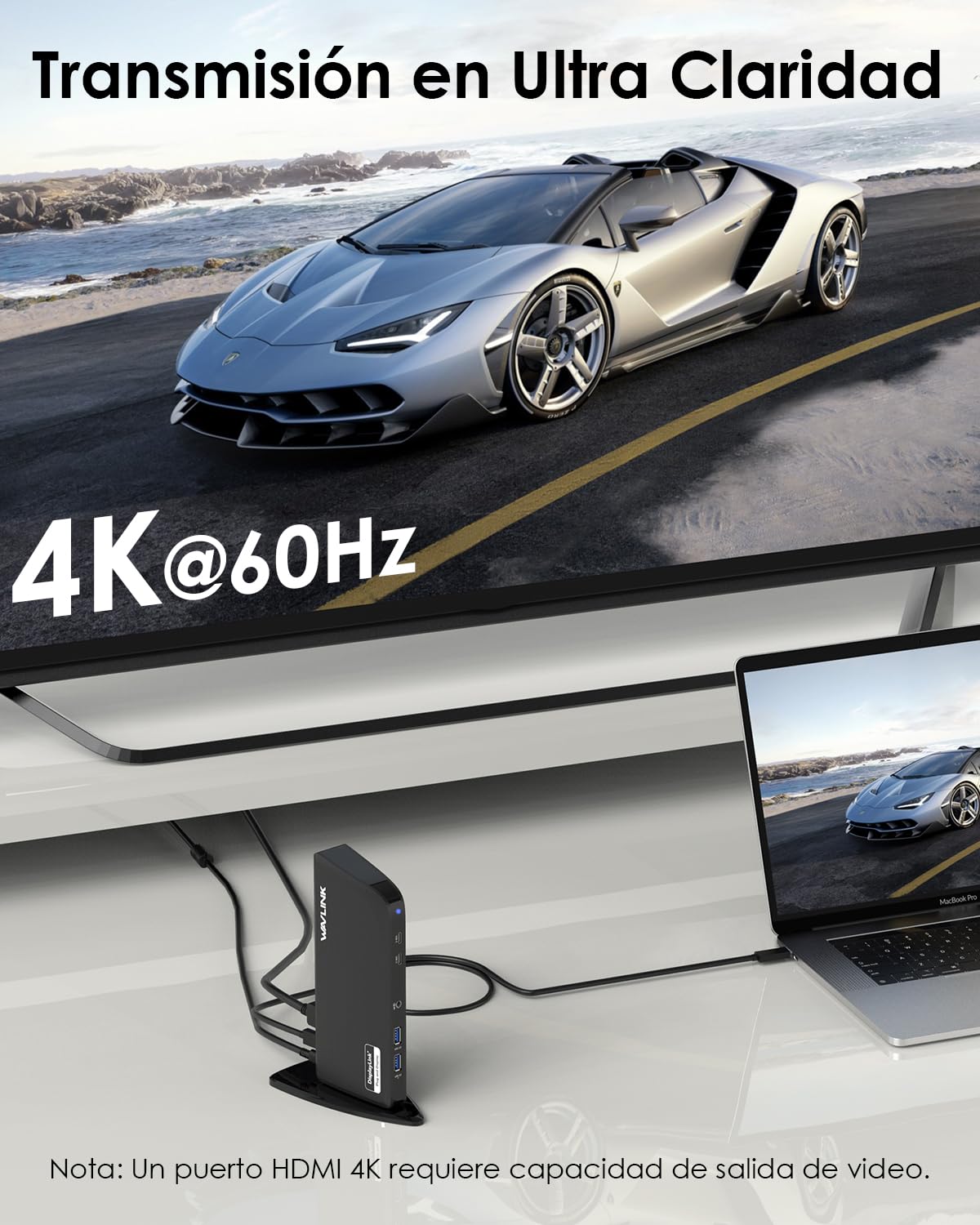 WAVLINK DisplayLink Docking Station Triple Pantalla (4K+ 2×2K HDMI/DVI) | 13-en-1 USB-C Docking Station,5Gbps USB-C/A, Ethernet. Compatible con Windows/Mac OS/MacBook Neo (Sin Carga de Laptop).
