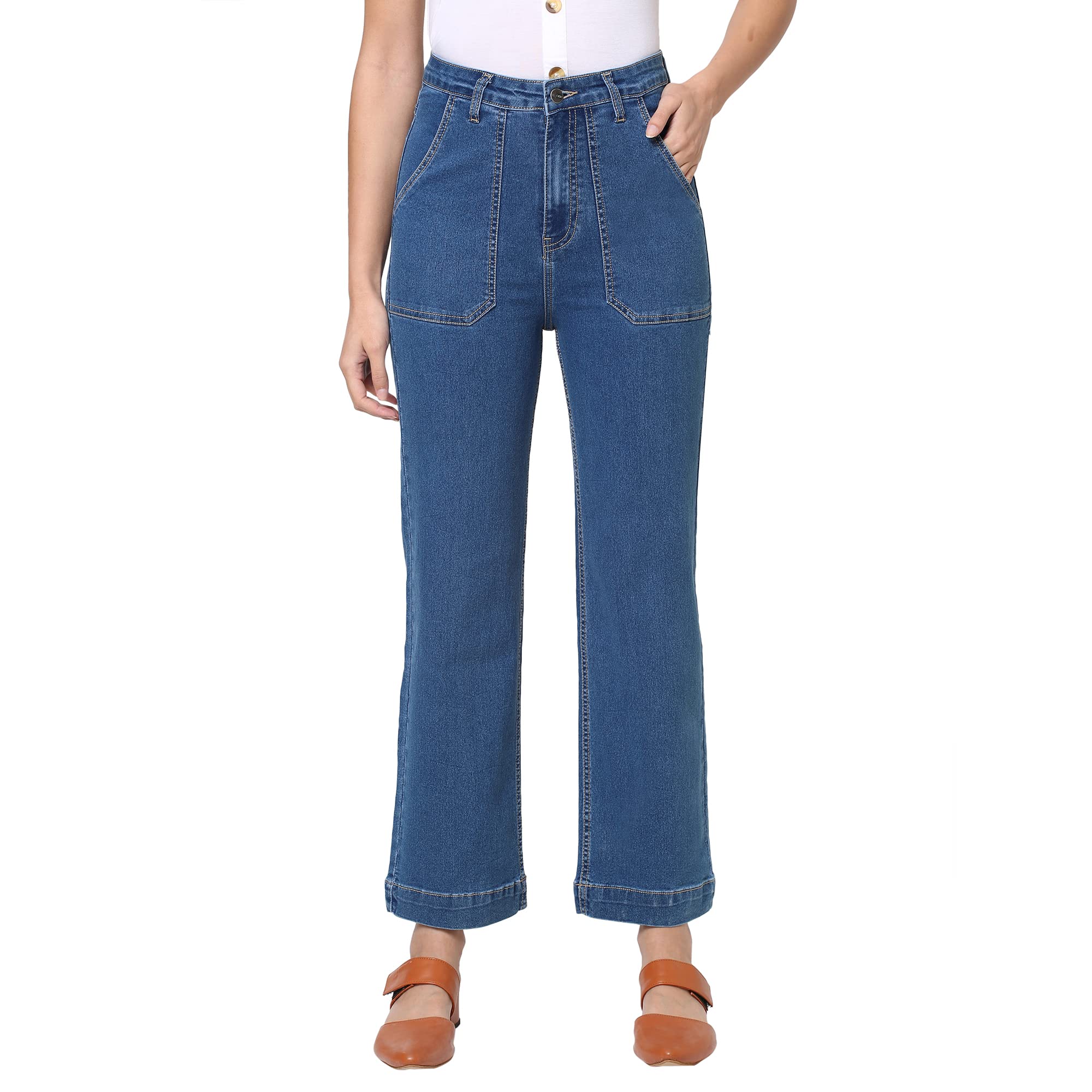 AKA CHICWomen Flare Fit High Rise Stretchable Denim Jeans