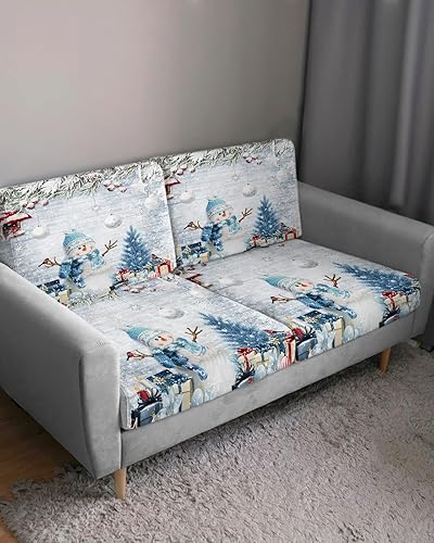 Miniatura 3 de Fundas de cojín para sofá, diseño de muñeco de nieve de Navidad, funda elástica para sofá con parte inferior elástica, diseño de bolas de Navidad,