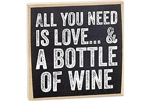 Love and A Bottle Of Wine - Wooden Sign Wall Art