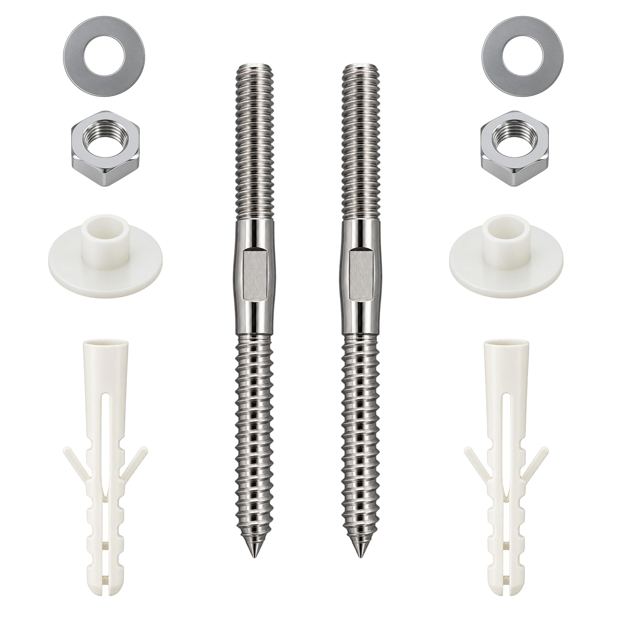 NEW WARE® Stainless Steel Rack Bolt Pair with Nut & Screw 10 x 125 mm | Heavy Duty Wash Basin Wall Mount Fixing Kit for Countertop Sink Basin Geyser Installation | Rust Proof Durable Hardware Set