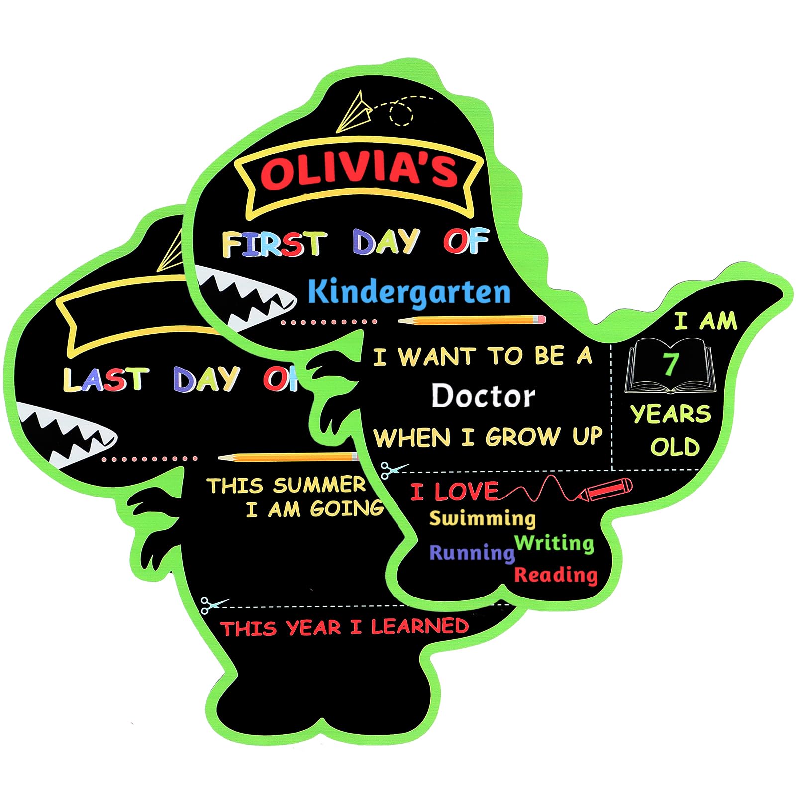 Extpro First and Last Day of School Board Reusable, Back to School Chalkboard Sign, Double Sided Preschool Kindergarten Signs for Kids Girls Boys (