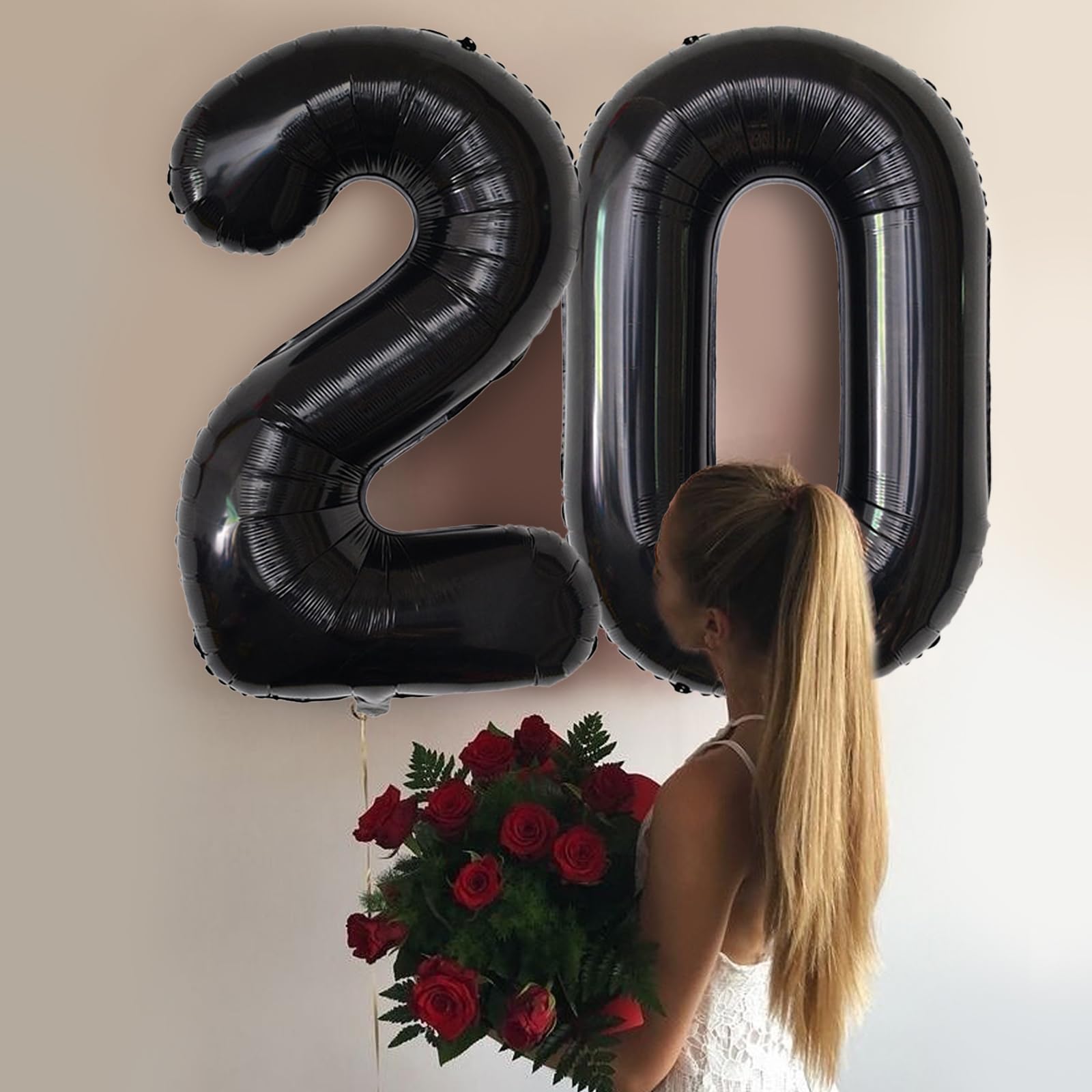 102 cm czarne balony z cyframi, gigantyczne duże balony helowe z mylaru, czarne balony z cyframi na urodziny, czarne balony z mylaru, na 20. urodziny, dekoracje rocznicowe