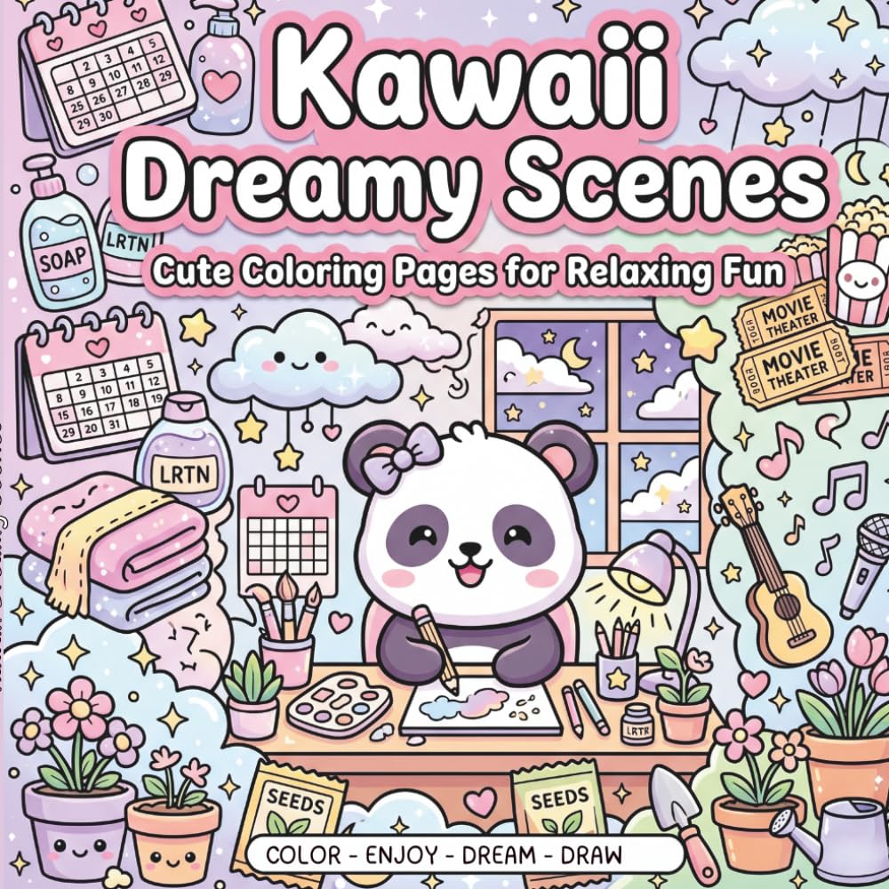Kawaii Dreamy Scenes: A Cute Coloring & Doodling Book for Relaxation, Stress Relief, and Creative Fun for All Ages