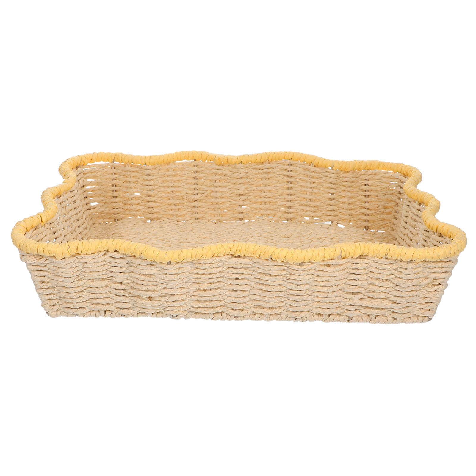 Panier de rangement tressé main beige en papier pour maison et bureau