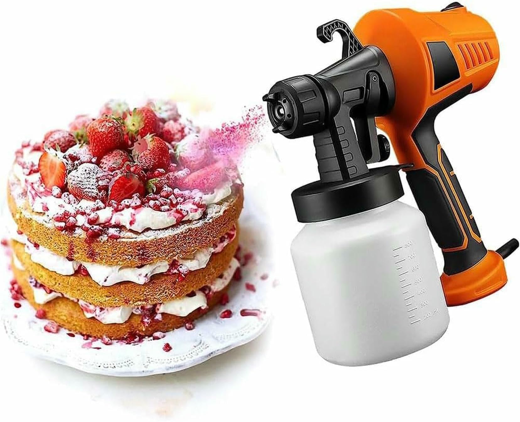 Pistola eléctrica de chocolate para postres, 500 W, kit de pulverización de pintura para decoración de pasteles con 3 patrones para repostería y repostería