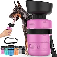 Vista 26 de lesotc Botella de agua para perros, dispensador de agua portátil con cuenco, botella de viaje a prueba de fugas para mascotas, accesorios esenciales