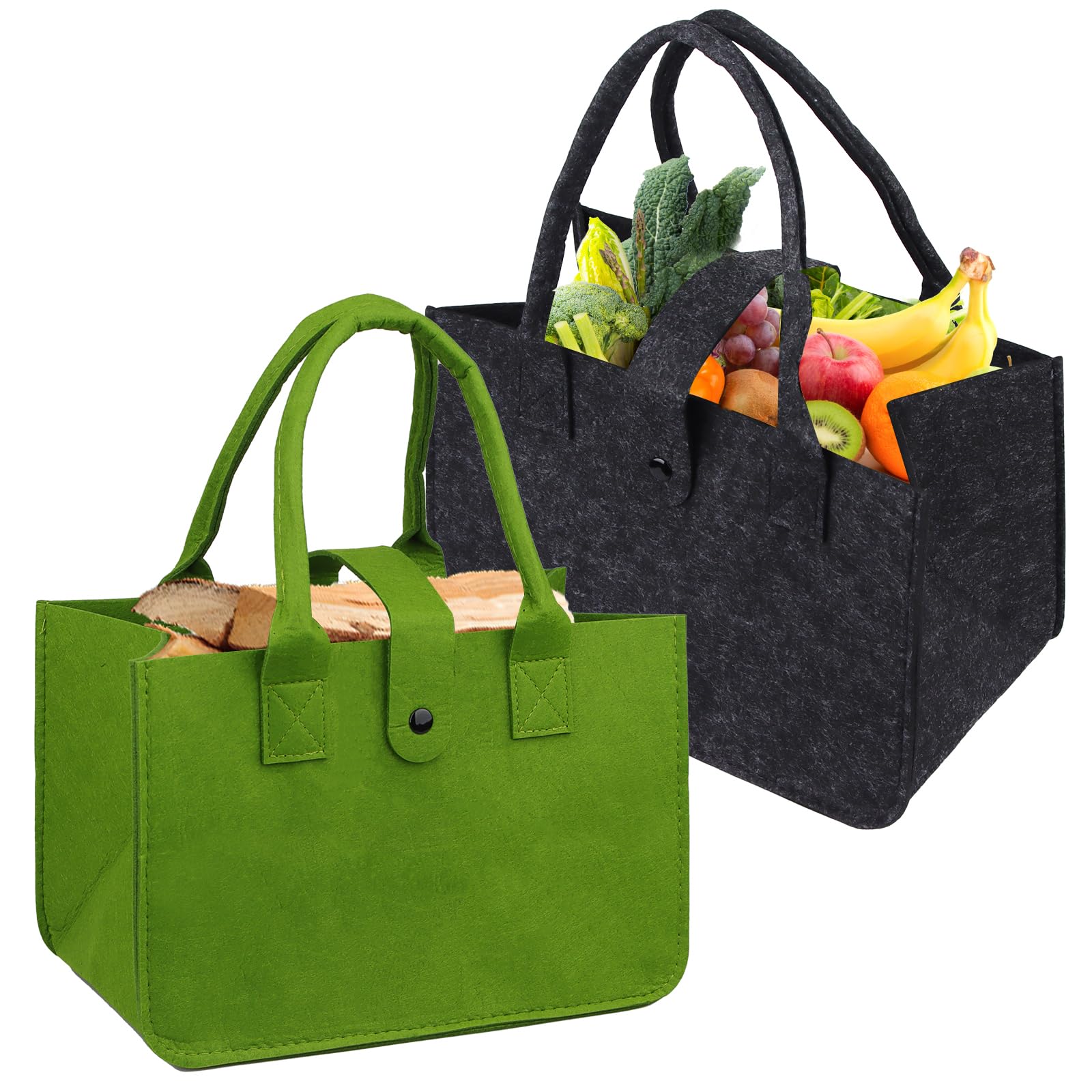 2 Lieblingskorb Complete XL 1 Grau und 1 Grün Einkaufskorbe & -Taschen Einkaufskorb Personalisiert Alternative Filztasche Shopper Filzbox Shopping Sack für Kaminholz Klappkorb mit Henkel Baumarkt