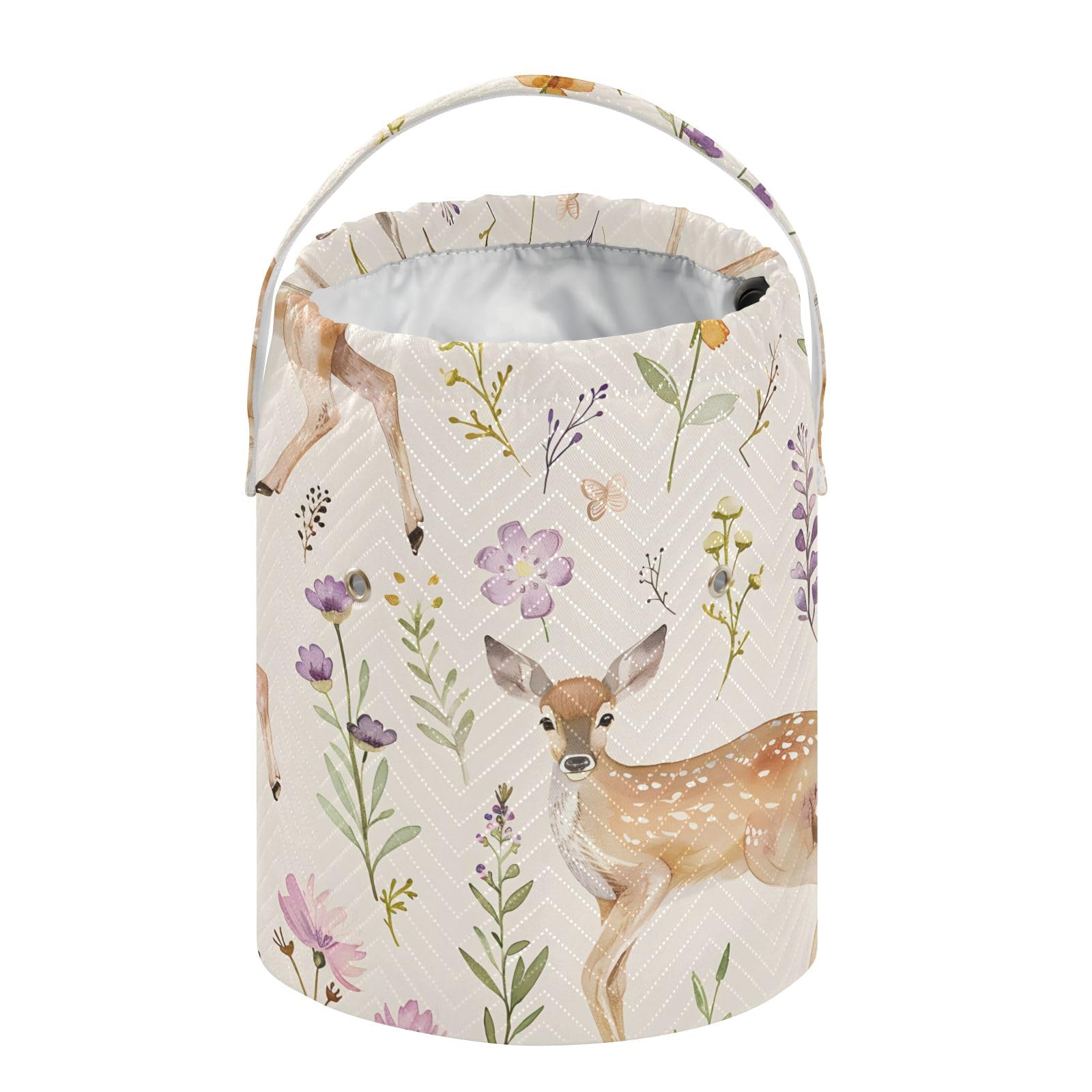 Yarn Storage Bag Small Crochet Bag Knitting Bag Organizer Deer Flowers Yarn Bags for Crocheting Basket