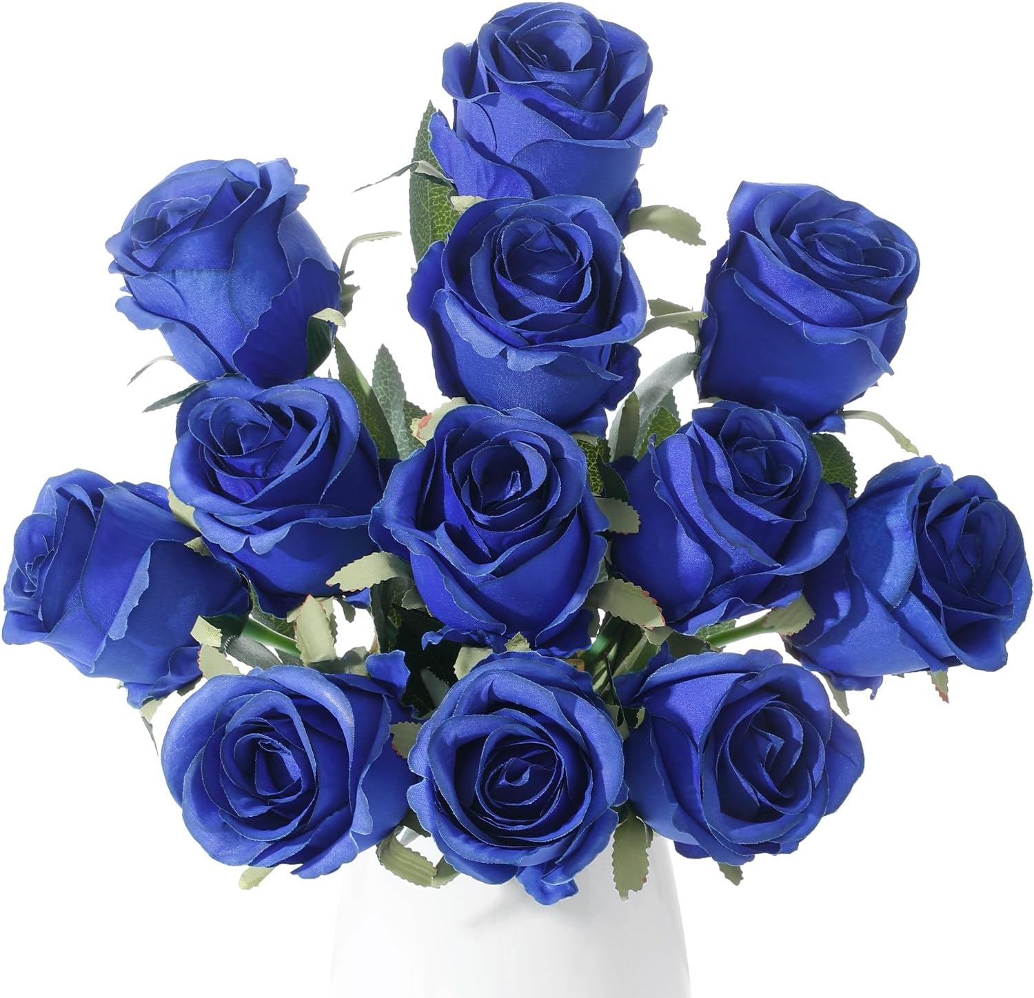 12pcs Cream White Roses Artificial Flowers – Realistic Silk Velvet Fake Flowers with Long Stems for Valentines Day Wedding Bouquets Home Decor Party Centrepieces & DIY Floral Arrangements