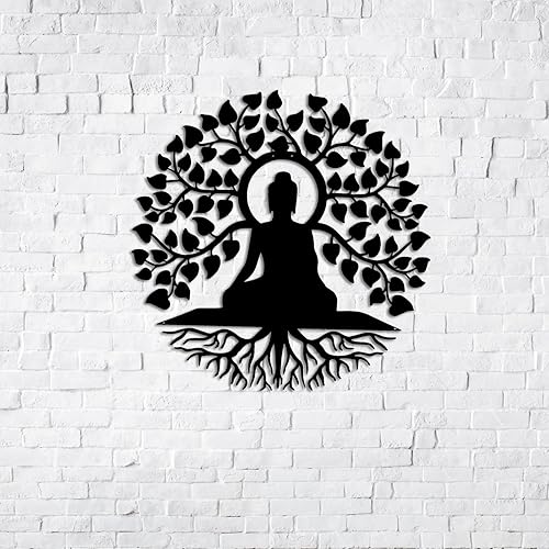 Miniatura 9 de Arte de pared de metal de Buda, decoración de pared hindú de Patna, estudio de yoga, letrero de metal Om, regalo para el hogar, arte zen, decoración