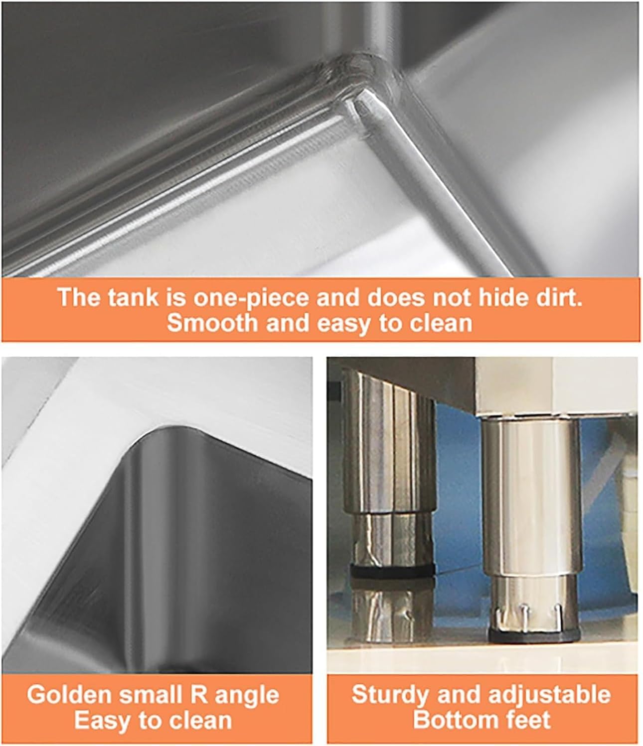 Stainless Steel Double Bowl Utility Sink Laundry Sink with Cabinet Free Standing Catering Commercial Sink with Cold and Hot Faucet for Outdoor Indoor Garage Laundry/Utility Room.