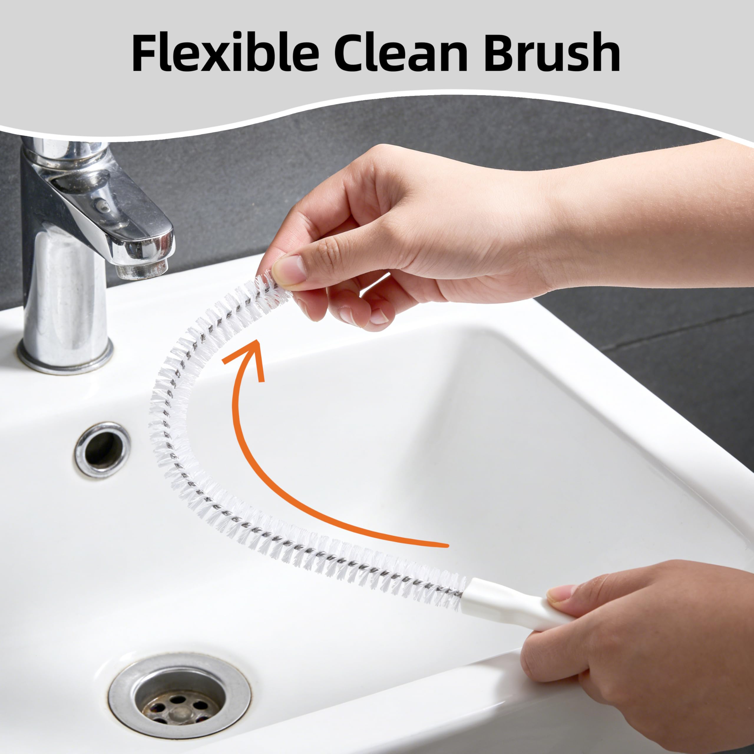 Pack de 6 Cepillos Limpiadores de Desagüe 45 cm, Cepillos Flexibles para Tuberías con Acero Inoxidable y Nailon, Cepillo para Fregadero, Lavabo, Bañera y Rebosadero (6 Paquetes)