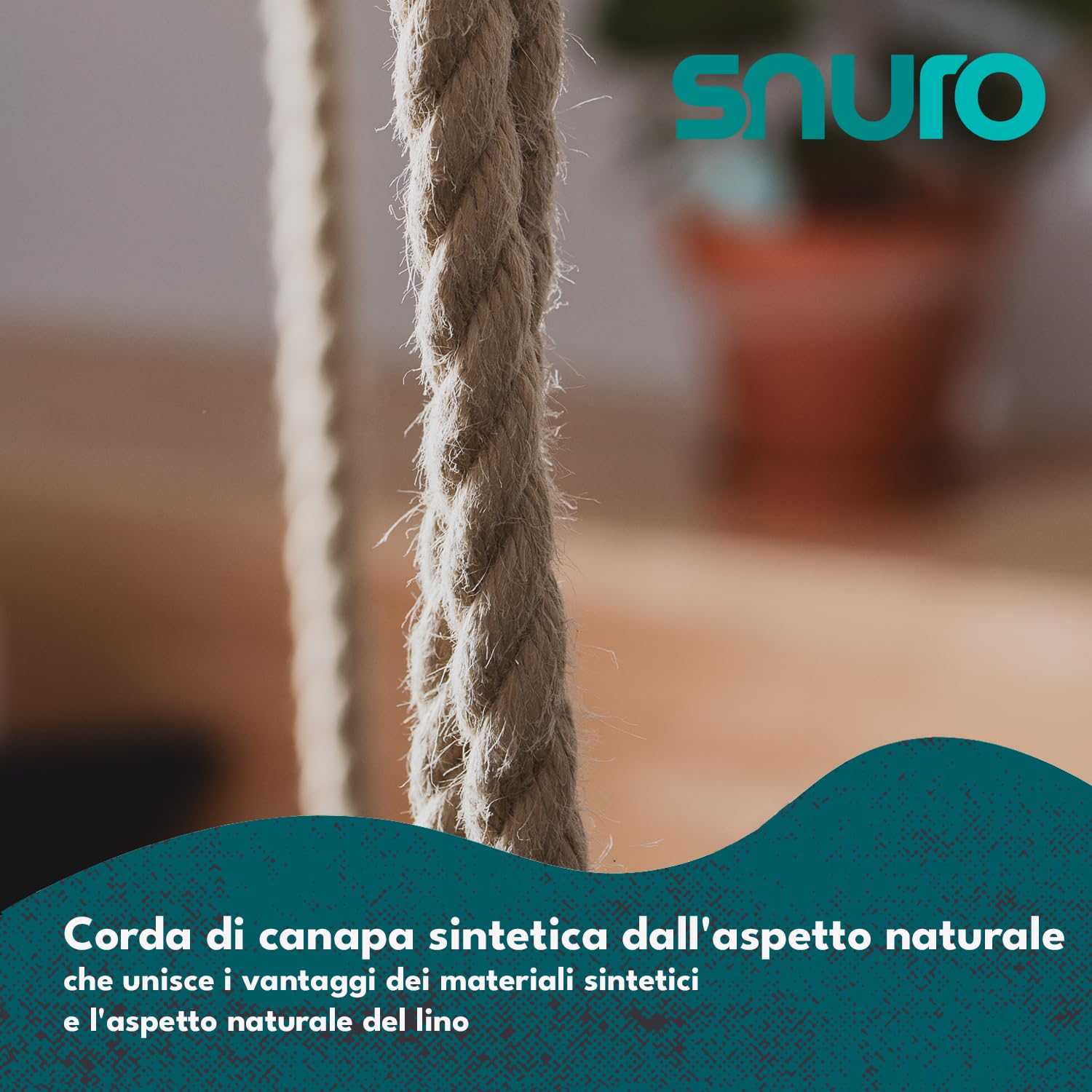 Corda sintetica (8 mm, 50 m) - Corda intrecciata con vista naturale - Corda versatile per il tempo libero, lo sport e la decorazione, forza di rottura 480 kg