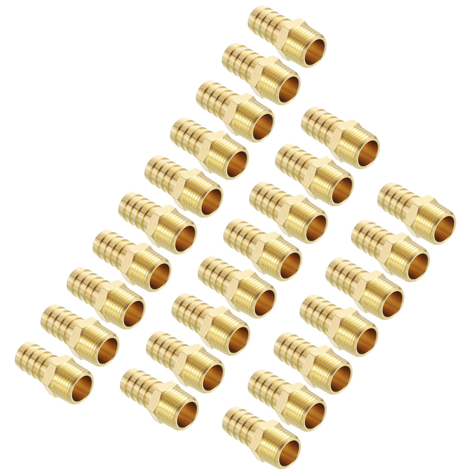 Kozelo Pack of 25 Brass Hose Barb Fittings Adapter Connector 5/8"(16mm) Hose Barb to 1/2"(15mm) NPT Male Fittings for Home Machines, Massage Bathtubs, and Irrigation Systems