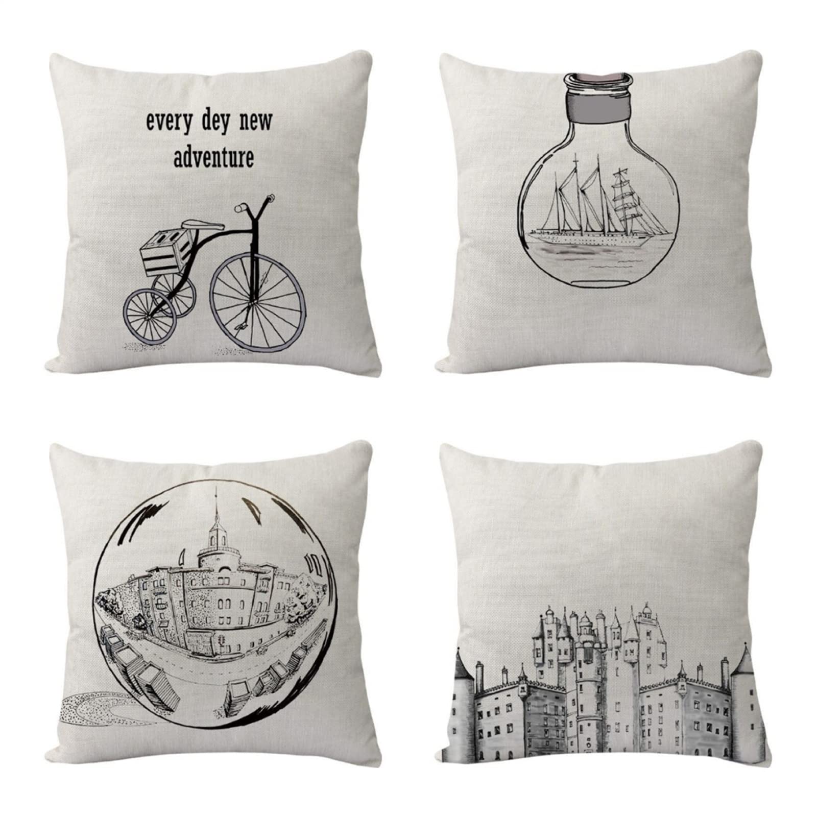Cuscini, Cuscini Divano, Copricuscini, Fodere Cuscini, Federa Cuscino, Cuscini Decorativi, Cuscini per Divano, Cuscini Letto, Federe Cuscini Divano, Cuscino da Divano, 4 Pezzi Linea Bici 50x50 D6506