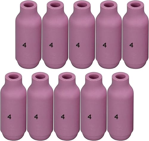 RIVERWELD Boquillas de alúmina TIG de cerámica 10N50 4# 1/4 "0.256 in Orificio para QQ300 PTA DB SR WP 17 18 26 TIG Antorcha de soldadura Paquete de