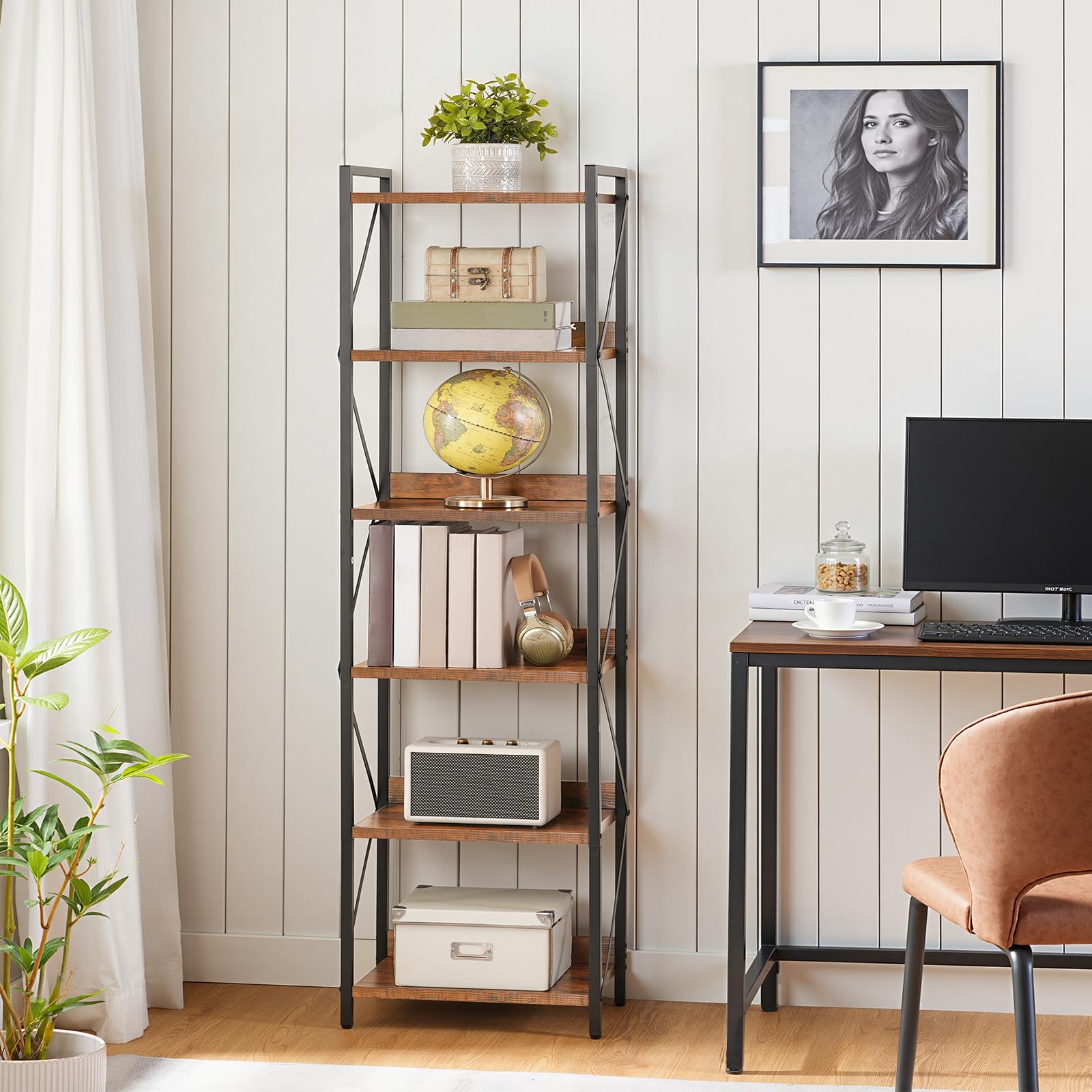 Amazon.com: HOOBRO Bookshelf, 6-Tier Industrial Bookcase, Book