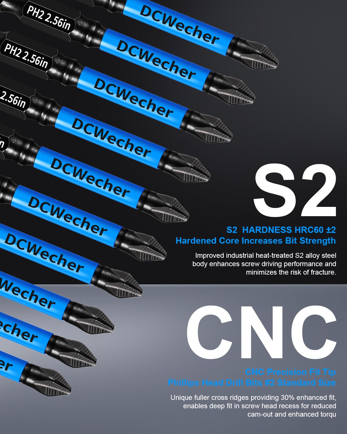 DCWecher 12-Piece Phillips Bit Set - Magnetic -4