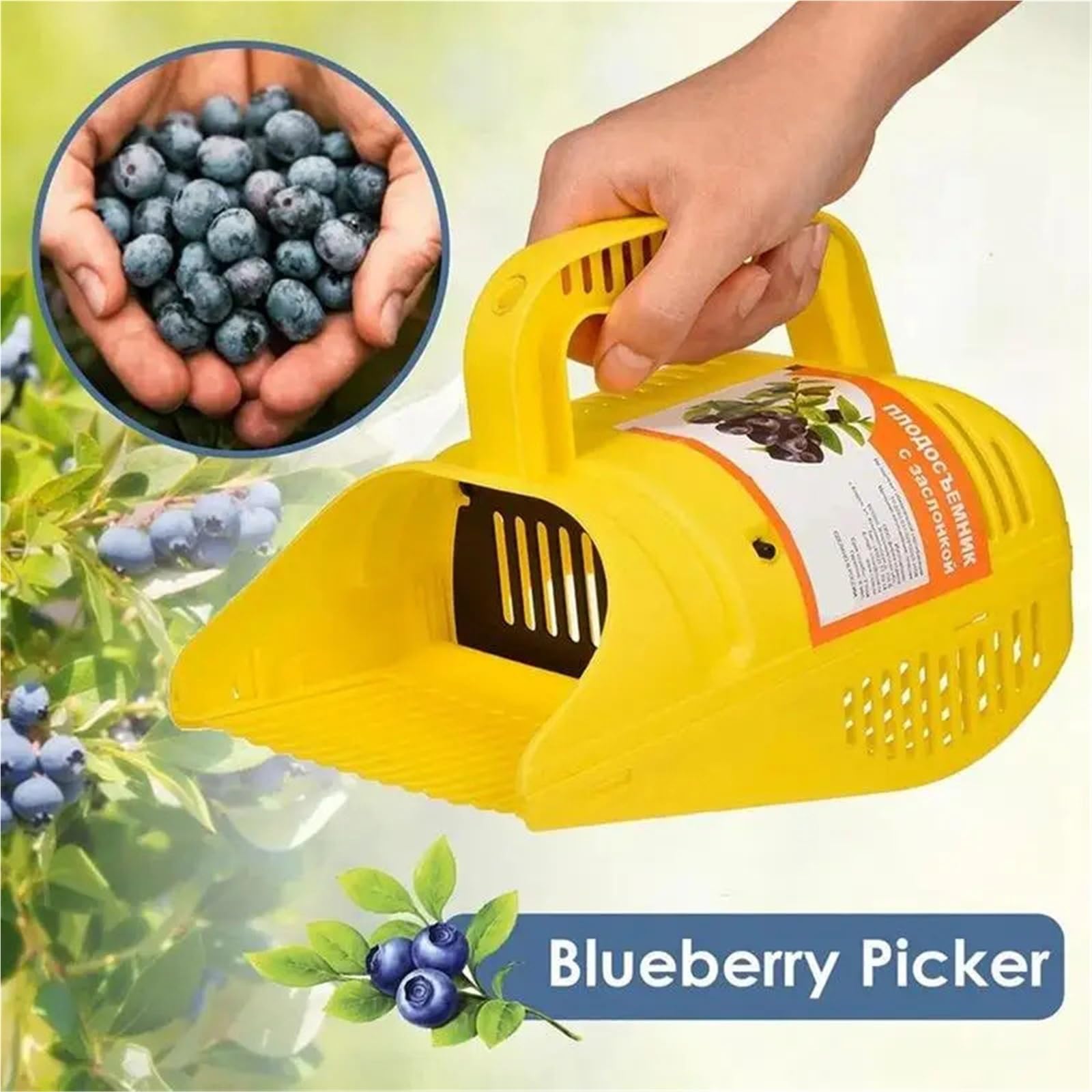 Genérico Cosechadora de arándanos portátil, Peine rastrillo de Mano con Pala for Jardines y huertos
