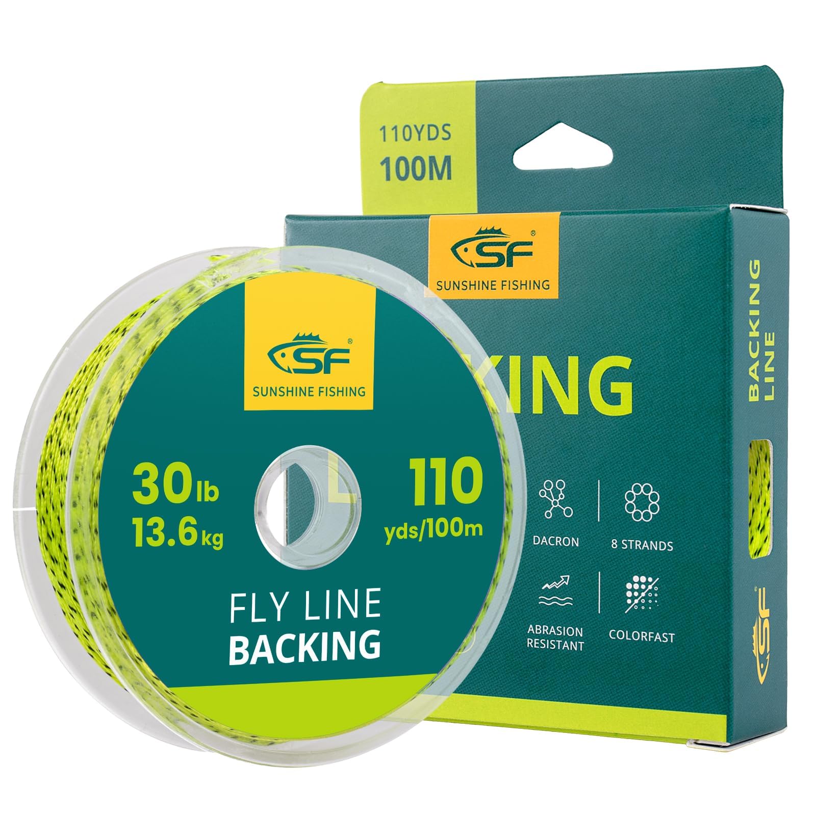 SF Fly Fishing Support Line Braided Trout Line #Yellow Flour/Black 30LB 100m/108yds