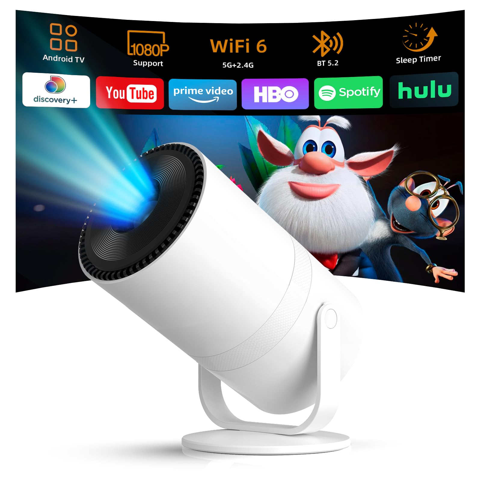 Tecaki Mini Projector with WiFi 6 and Bluetooth 5.2