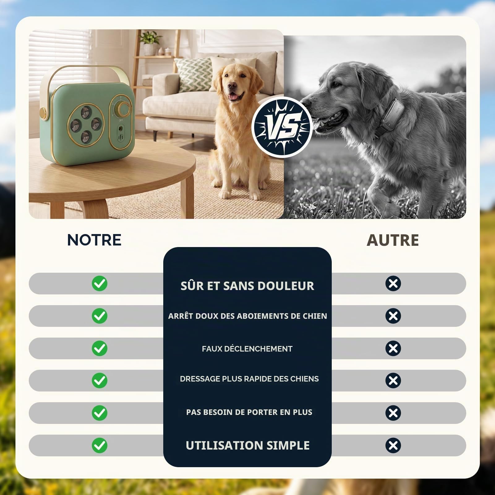 Appareil anti-aboiement pour chien, 5 modes, portable, à ultrasons, avec double fréquence, anti-aboiement efficace à longue portée pour le dressage en intérieur et en extérieur