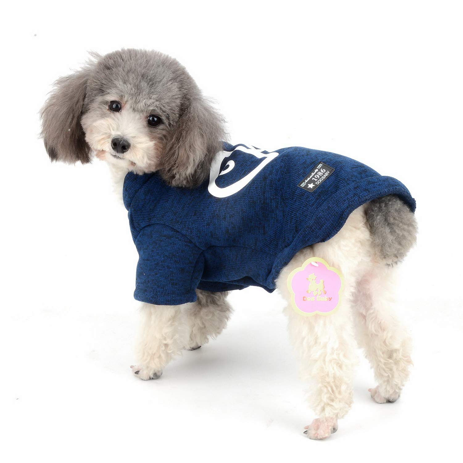 Zunea Small Dog Pullover Sweater Puppy Knitted Clothes Winter Warm Knitwear Coat Soft Cotton Pet Cat Apparels Blue M