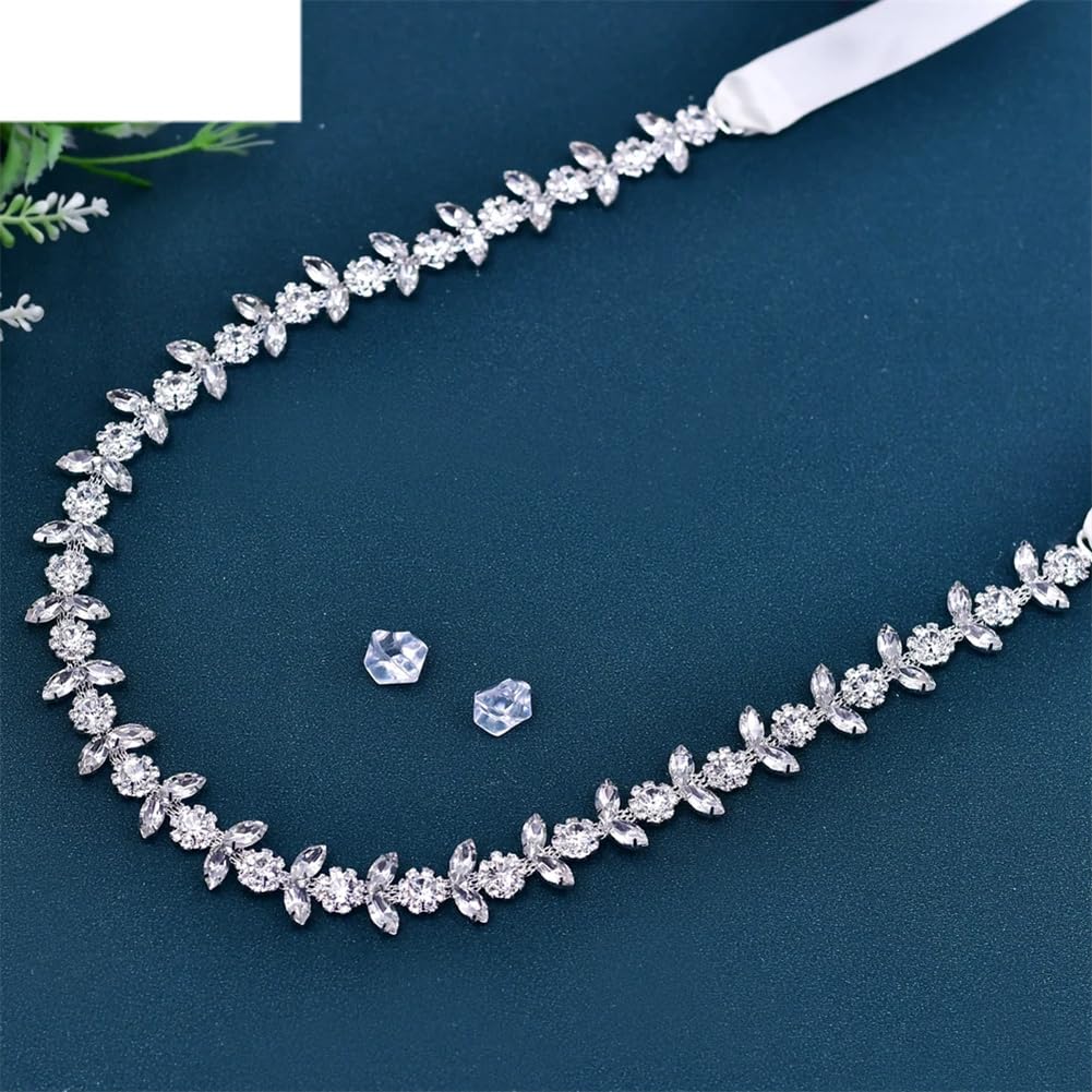 Cinturón de novia fino para vestido de novia, cinta plateada para vestidos de novia
