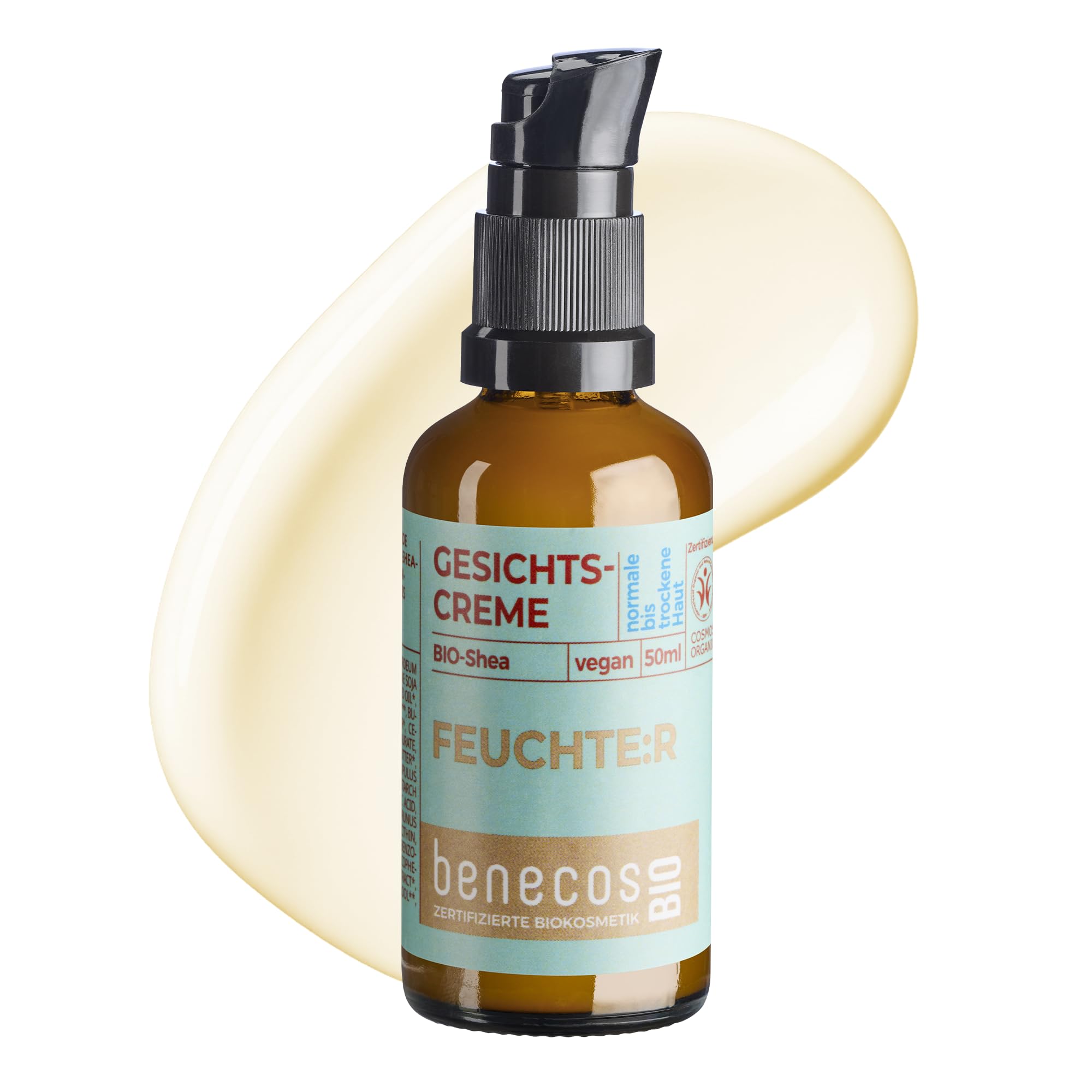 BenecosBIO Gesichtscreme - Bio-Shea & Bio-Hopfen | für normale bis trockene Haut - vegan - zertifizierte Naturkosmetik - Hautverträglichkeit dermatologisch bestätigt - 50 ml