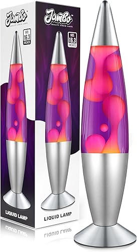 Miniatura 13 de JAMBO Hermosa lámpara líquida con puertos USB, luz de movimiento de 16" con líquido azul y cera morada, luz nocturna relajante, luz ambiental para