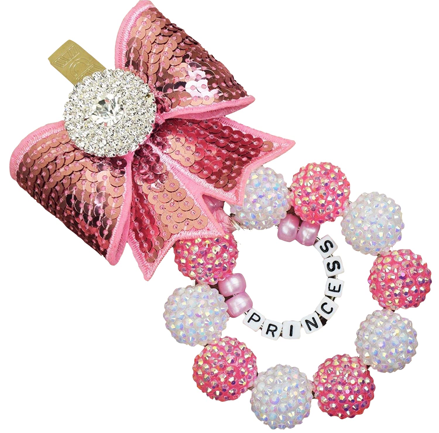 Personalised stunning pram charm in pink made with 20mm shamballa beads