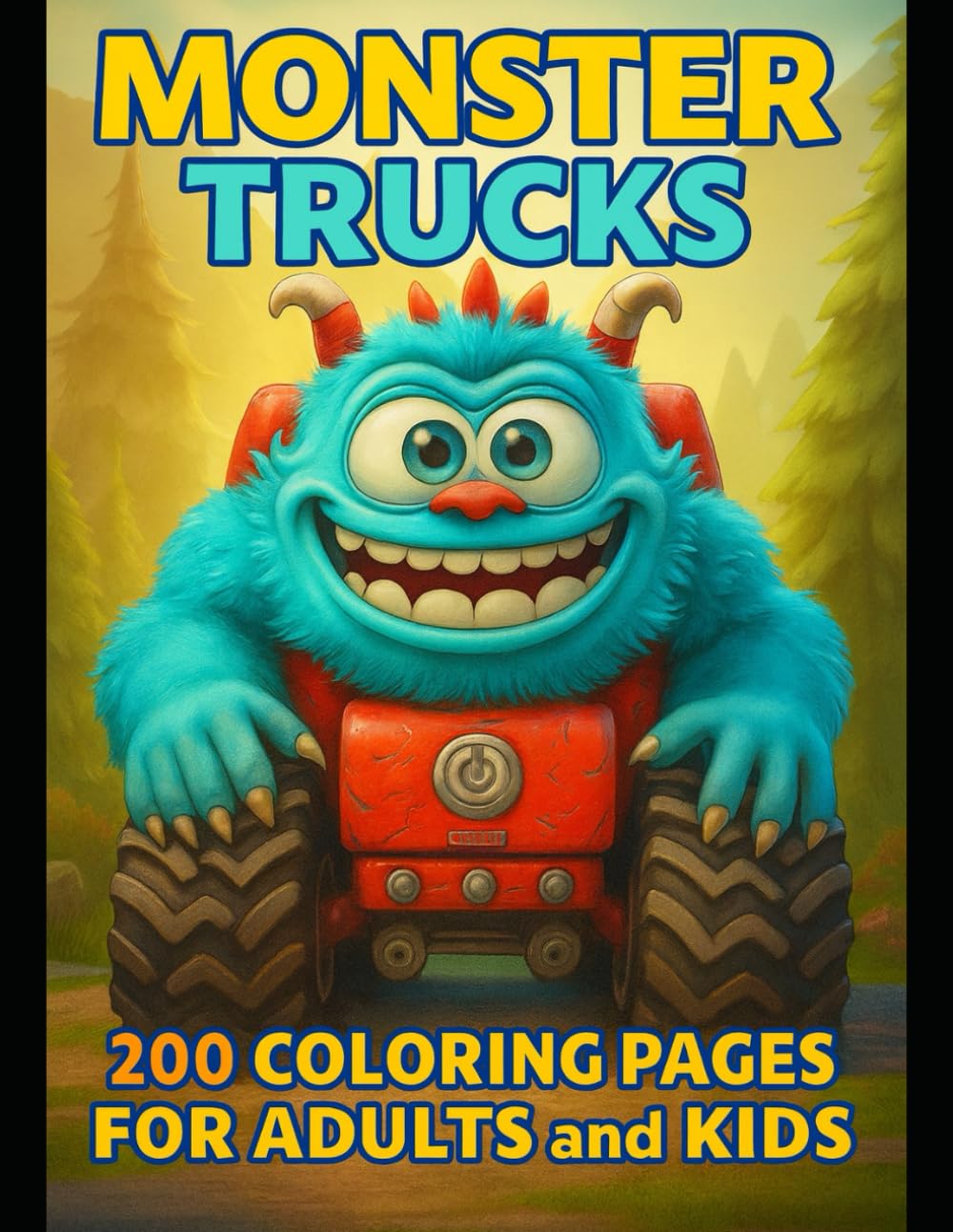 Monster Trucks: 200 Coloring Pages for Adults and Kids