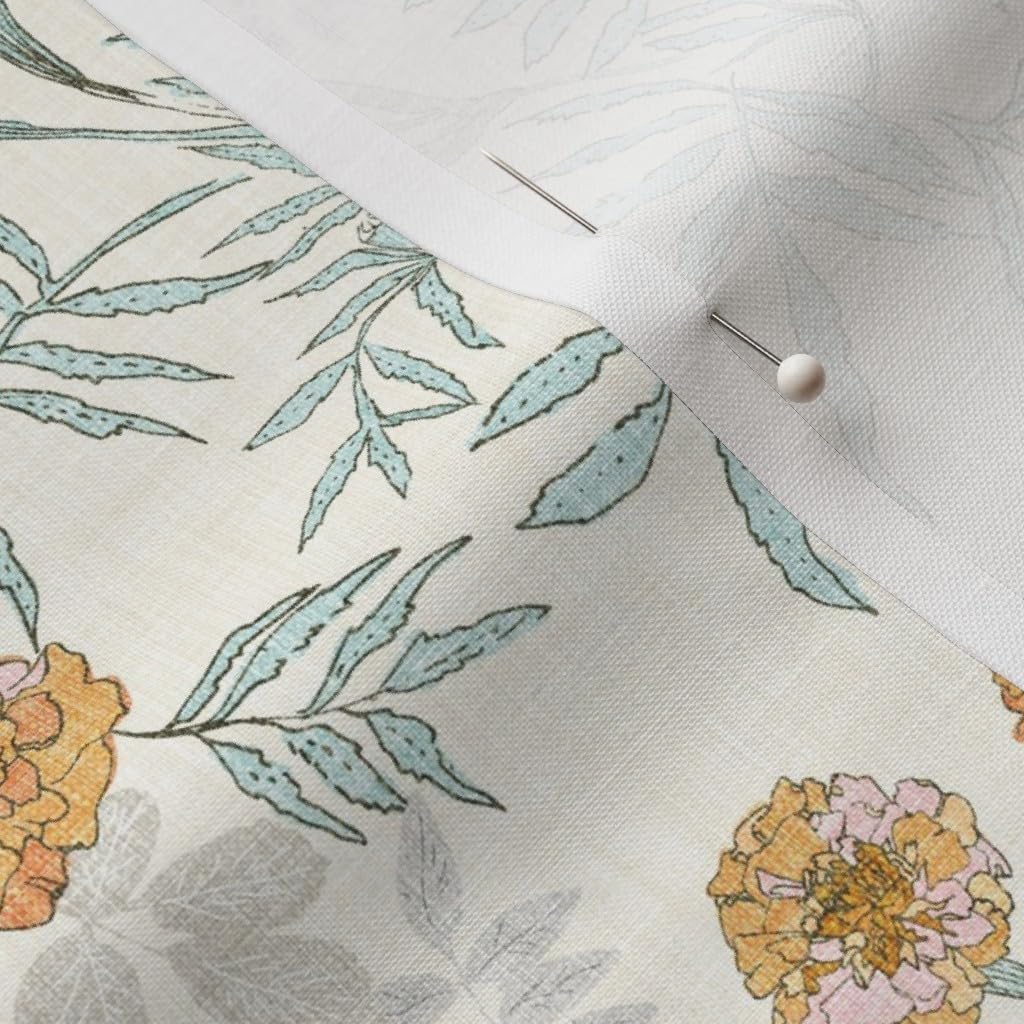 Spoonflower Fabric - Yellow Flowers Floral Retro Spring Summer Garden Pretty Boho Printed on Petal Signature Cotton Fabric Fat Quarter - Sewing Quilting Apparel Crafts Decor