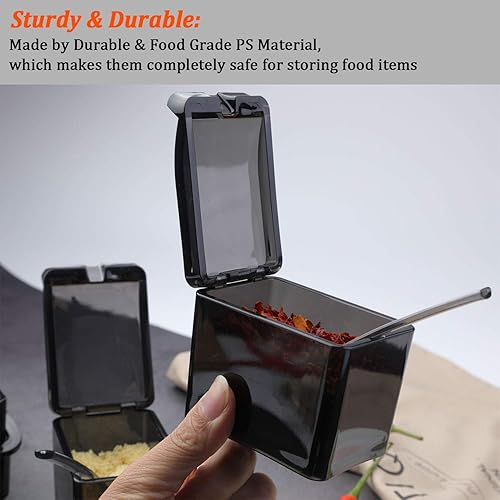 Miniatura 20 de V·RESOURCING Caja de condimentos transparente, 3 piezas de condimentos para condimentos, macetas de especias, sal, azúcar, líquido, tarros