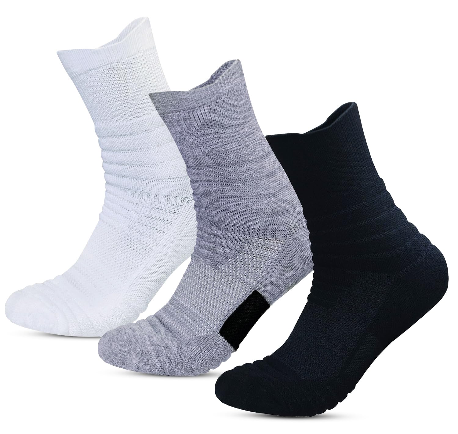 panca Sports Socks for Men Combo -3 Pairs Premium Cotton Soft Padded Shocks Made With Durable, Breathable, Cushioned Cotton, Anti Odour, Anti Sweat, Ideal Socks For Summer (White,Grey, Black)-picture-37