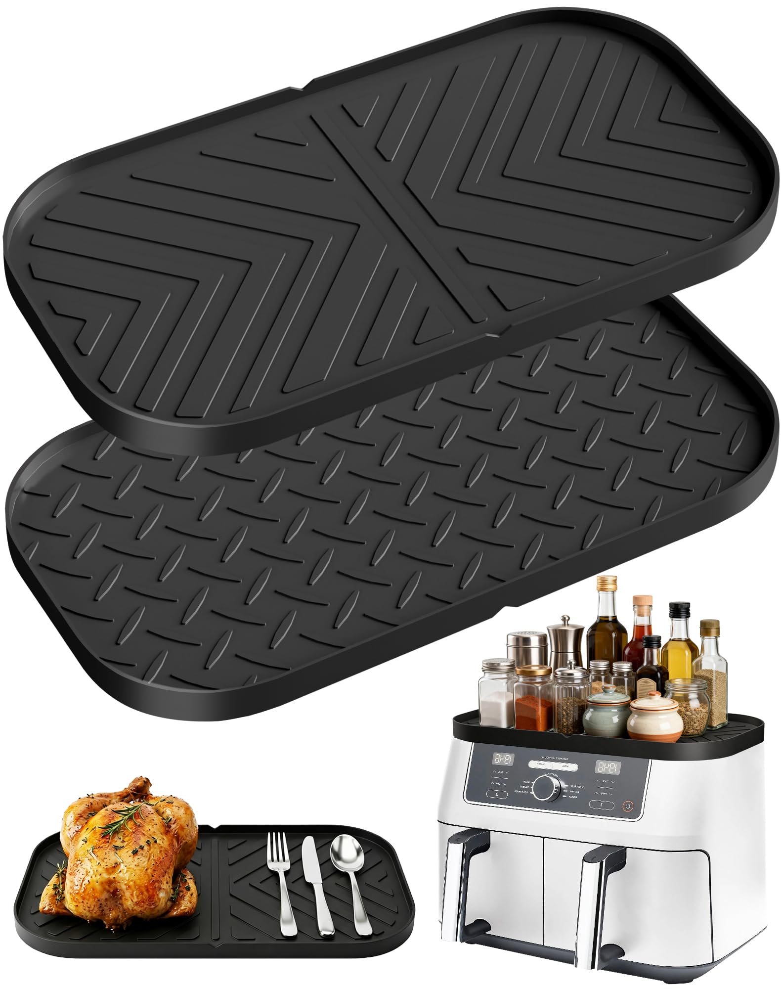 Silicone Top Mat for Ninja Airfryer AF500UK AF400UK AF451UK Accessories Storage Solution Organiser for Ninja Foodi Max Dual Zone 9,5L - 10,4L Air Fryer Top Surface Protector Cover Heat Resistant Mat