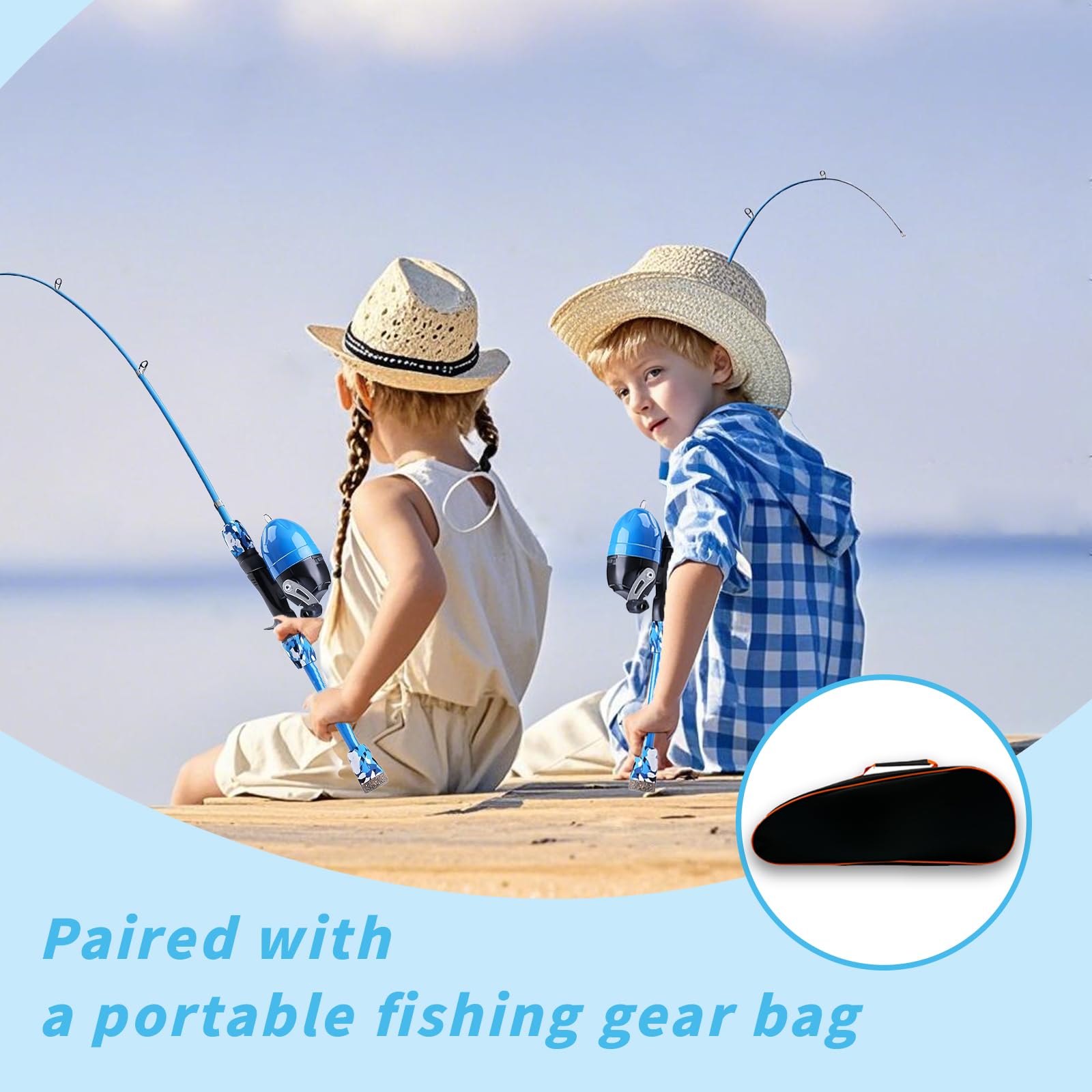 Onlynery Canne A Peche Enfant, Canne A Peche Telescopique, Ensemble