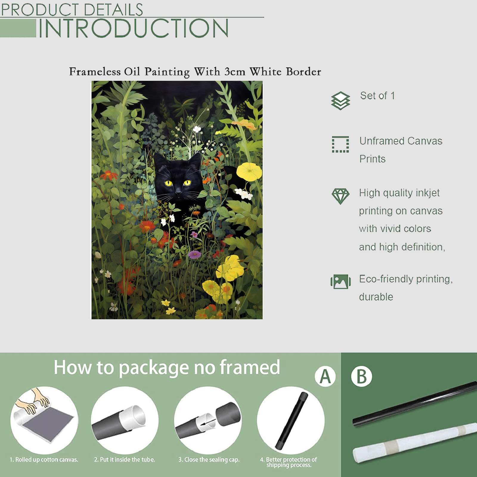 Amazon.com: YX Tide Poster Decorative Canvas Painting Garden Cat