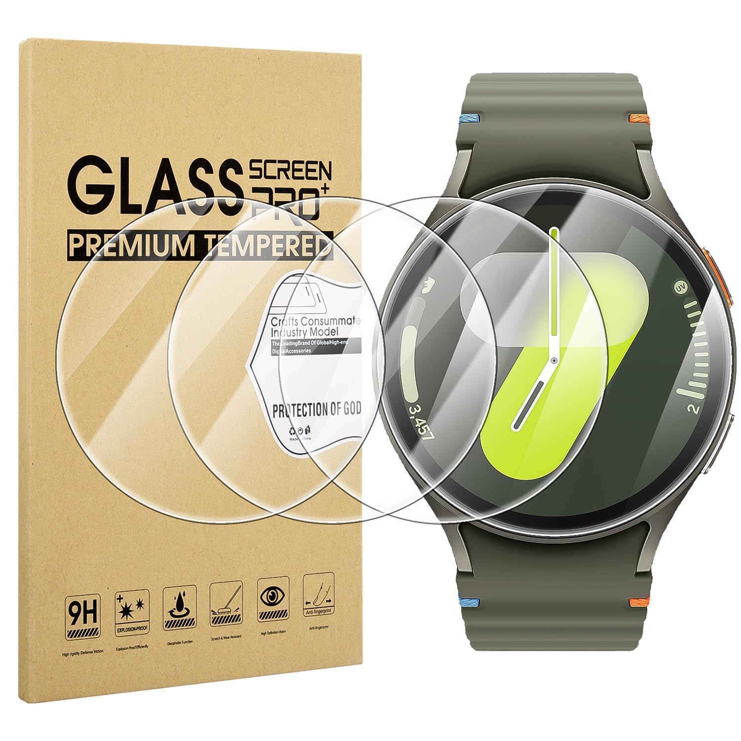 Diruite 4 Piezas Protector Pantalla para Samsung Galaxy Watch 7/6/5/4 44mm Cristal Templado HD Protector Reloj[Anti-Raspado]