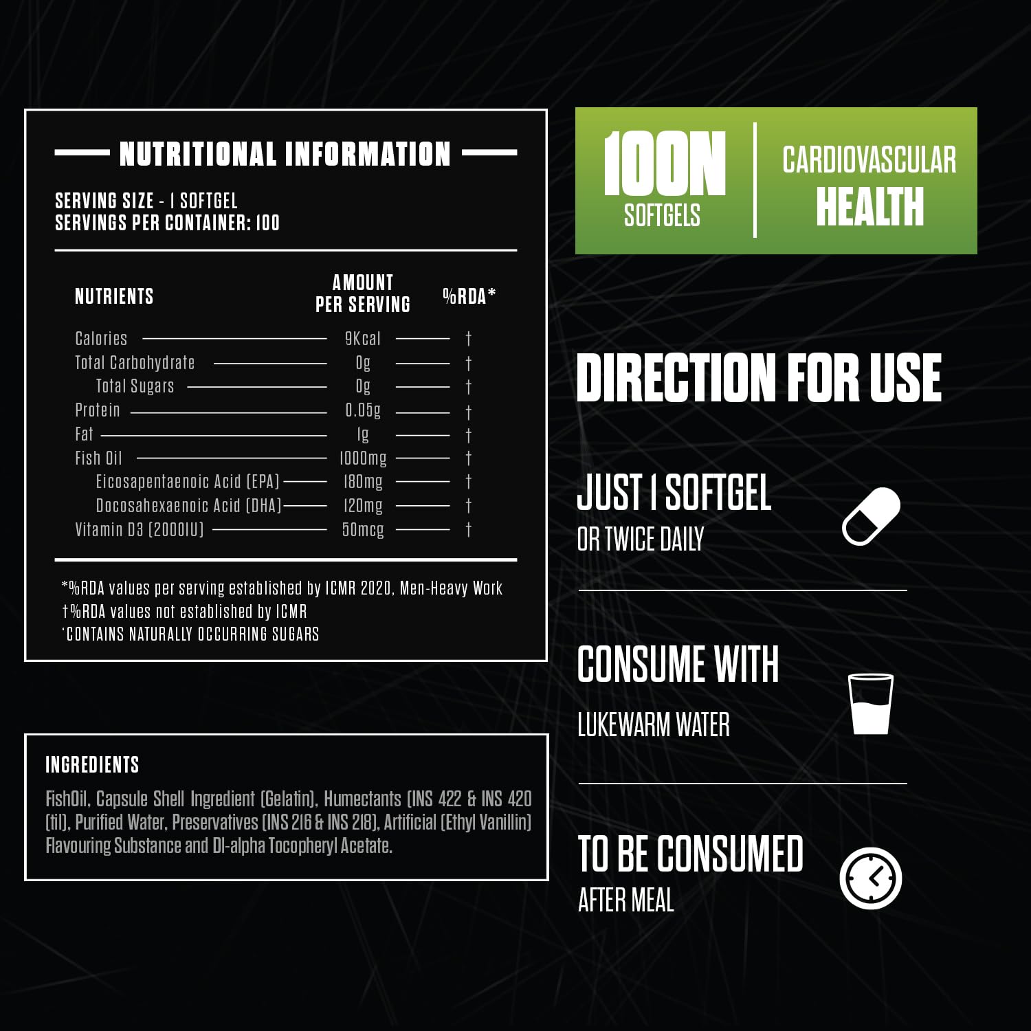 Exalt Supps The Mandate Fish Oil 1000mg DHA Per Serve | 100 Softgels | Enhances Cardiovascular Health | Pure | No Fish After Taste - Image 2 thumbnail