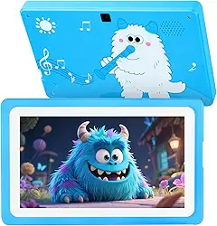 Tablet infantil de 7 polegadas 32 GB, tablet para crianças de 3 a 7 anos com WiFi, YouTube, toneladas de conteúdo offline, controle dos pais, tablets Android para crianças com suporte espesso software
