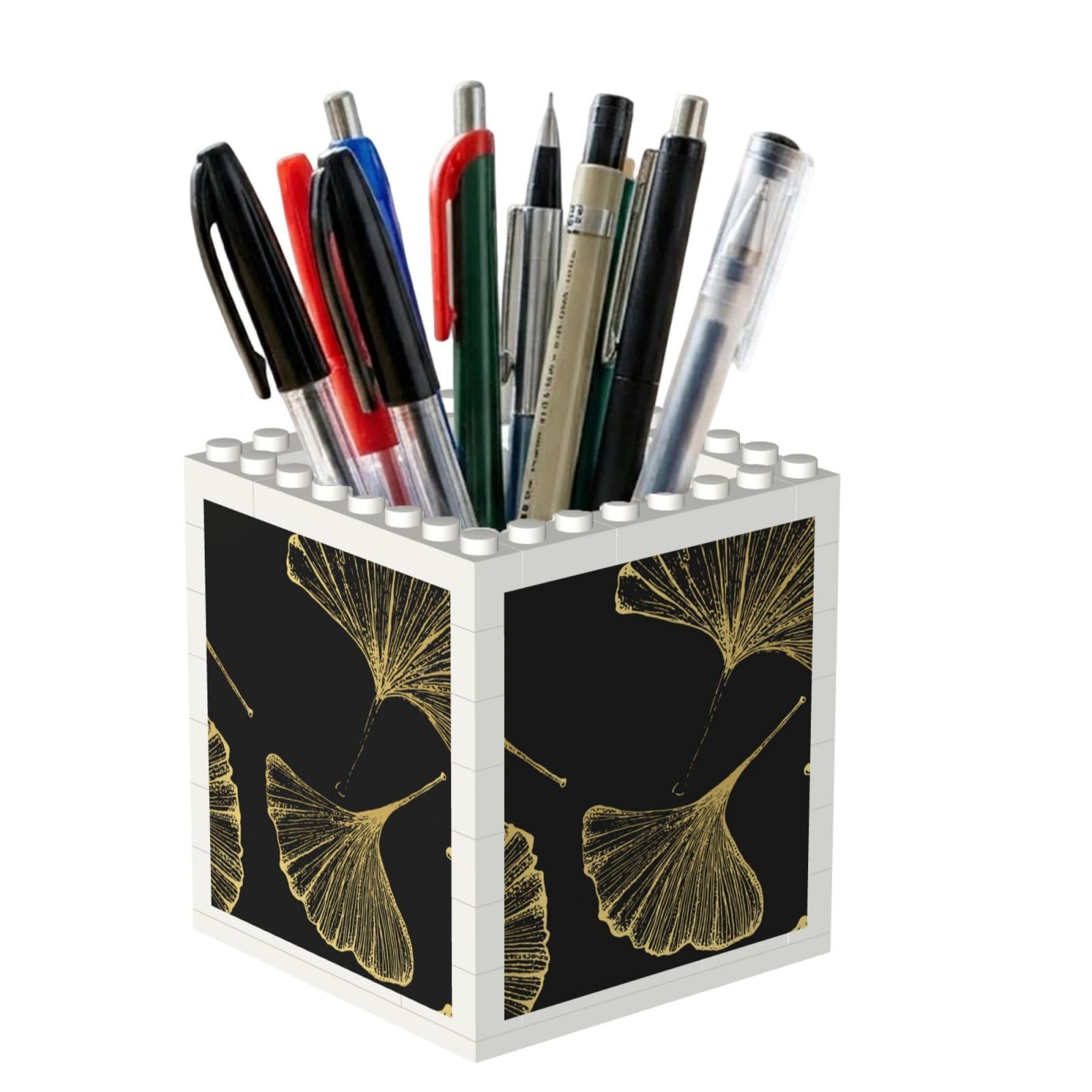 Poadnly Ginkgo Biloba Plant, Pen Pot Pencil Holder for Office Home School, Compact Desk Organiser for Office Stationery