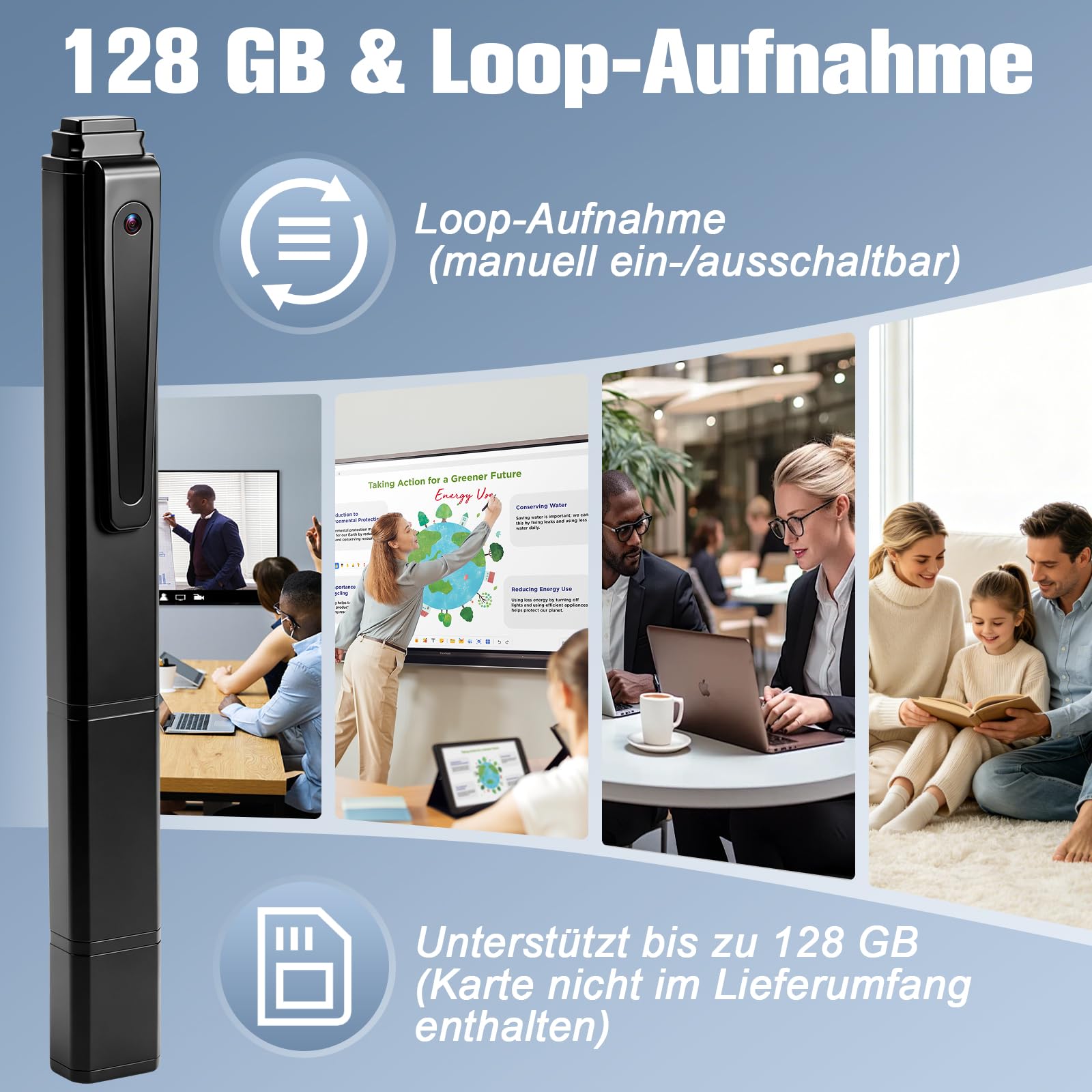 Kleine Kamera 1080P, Mini-Stiftkamera ohne WLAN für Innen und Außen